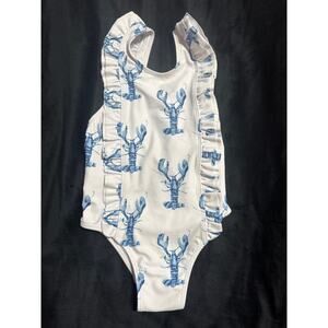 Petit Pony Toddler Girls Ruffle One-Piece Bathing Suit Lobster 3T